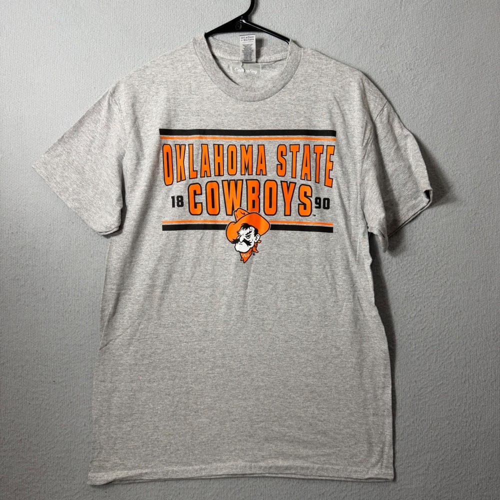 Captivating Oklahoma State Cowboys T-Shirt Gray Short Sleeve Mens M 1890 NEW